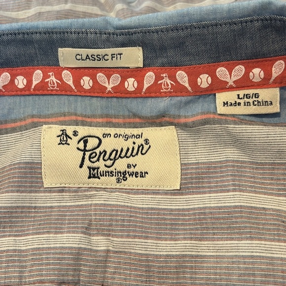Original Penguin men’s striped short sleeve button down shirt size large - Picture 7 of 8